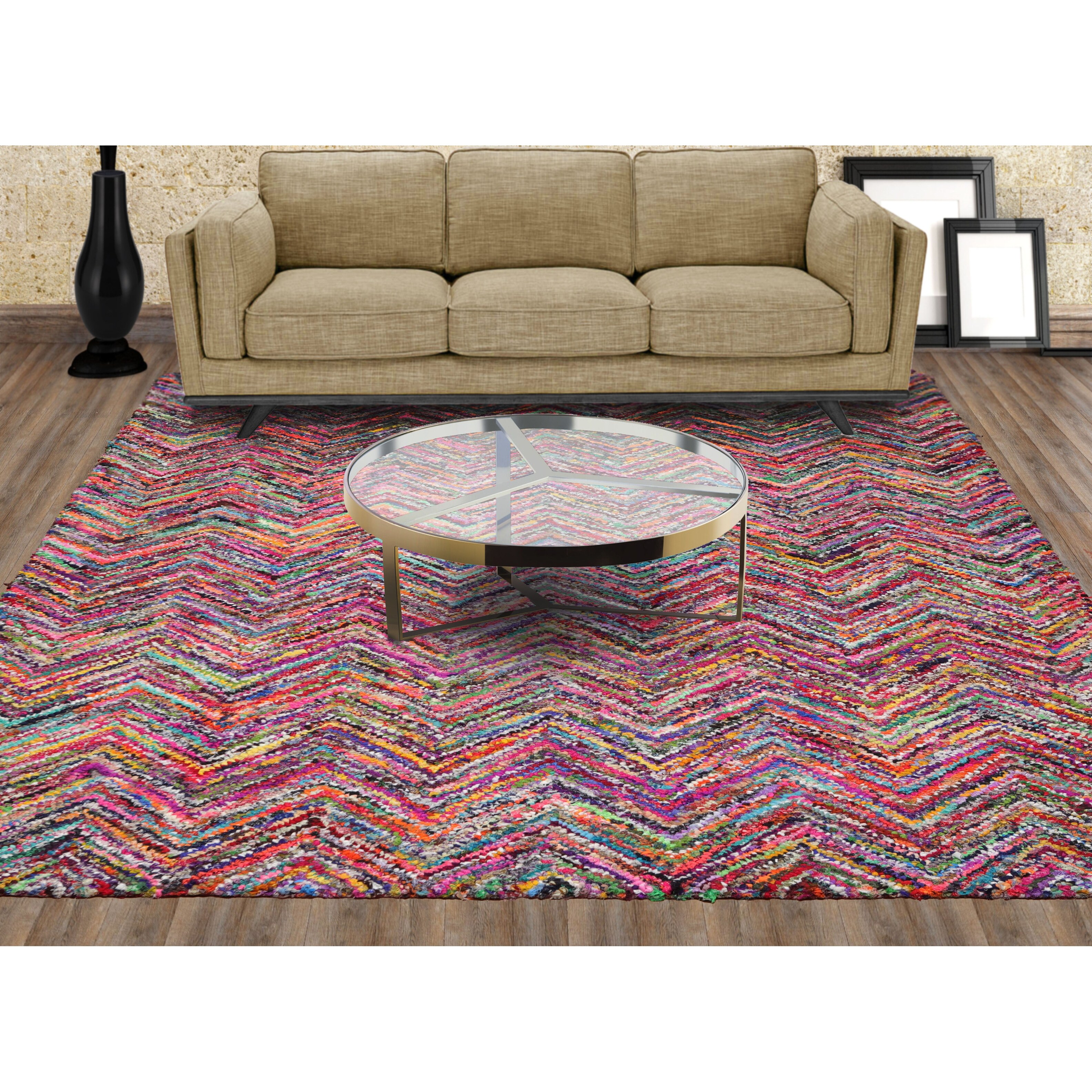 5undefined6x8undefined Hand Tufted Cotton Zig-Zag Medley Multi